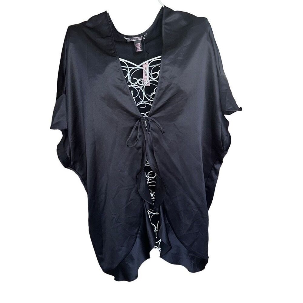 NWT Victoria’s Secret Sexy Black Satin Lingerie Robe | One Size - Picture 2 of 7